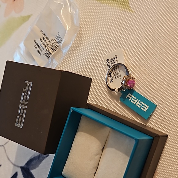 NWT Effy 14K white and rose gold diamond and pink sapphire ring s.7 - Picture 4 of 16